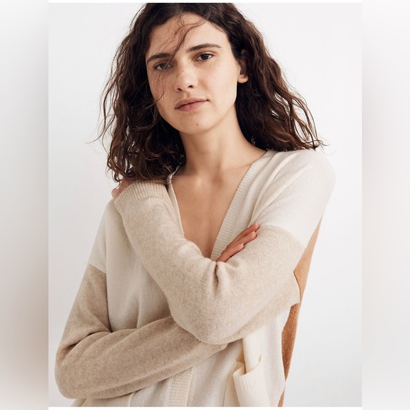 MADEWELL Short Kent Ex-Boyfriend Cardigan Sweater in Colorblock Size S - Picture 4 of 7